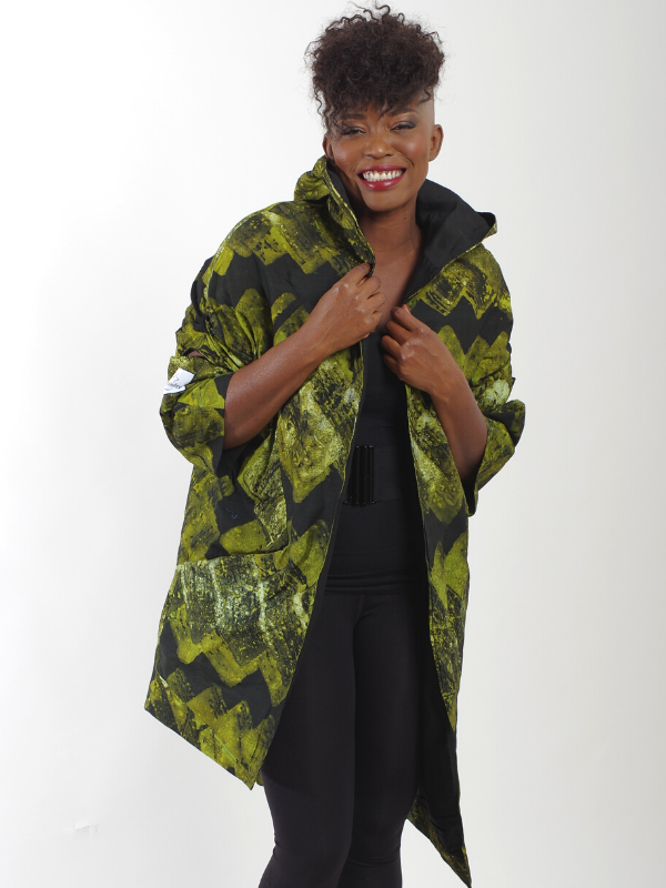 Afrikanisch inspirierte Jacke nachhaltige Mode Blau